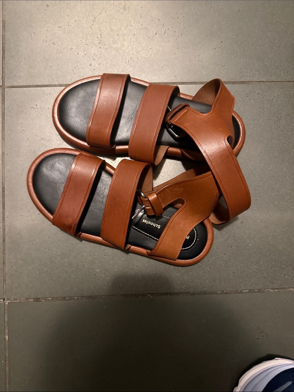 Proenza Schouler Brown Leather Double-Strap Sandals
